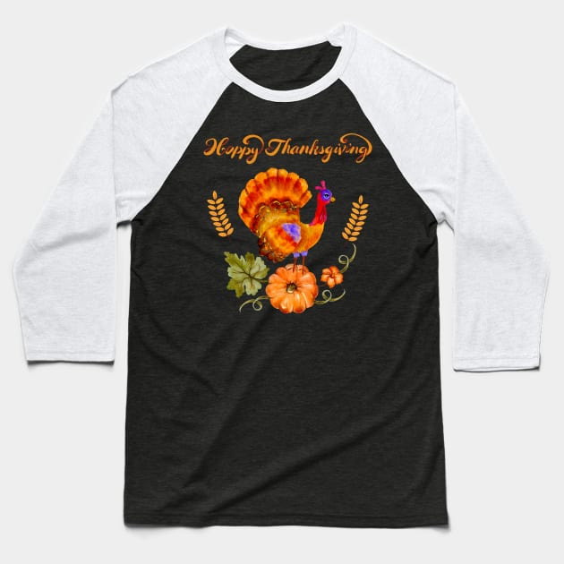 Happy Thanksgiving day retro style design Baseball T-Shirt by Syntax Wear